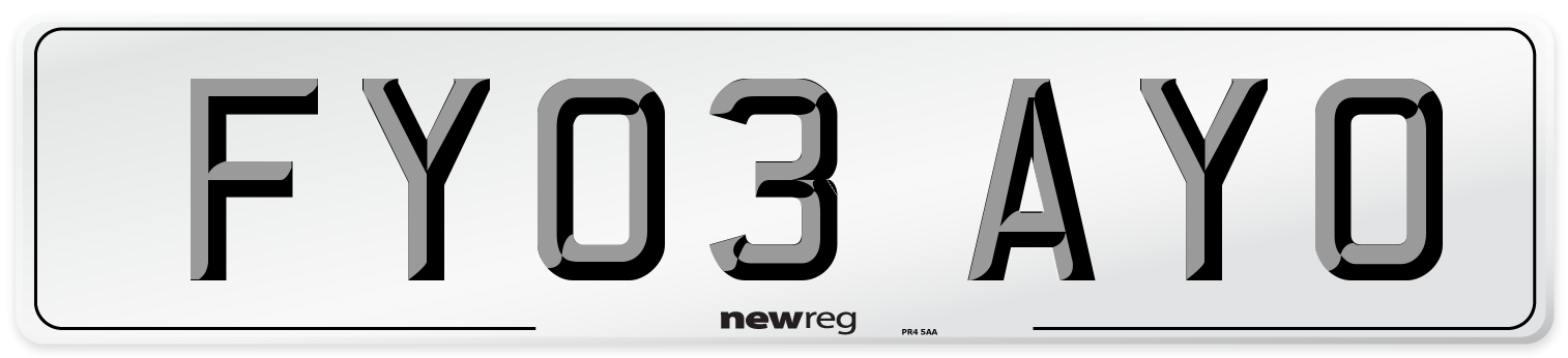 FY03 AYO Number Plate from New Reg